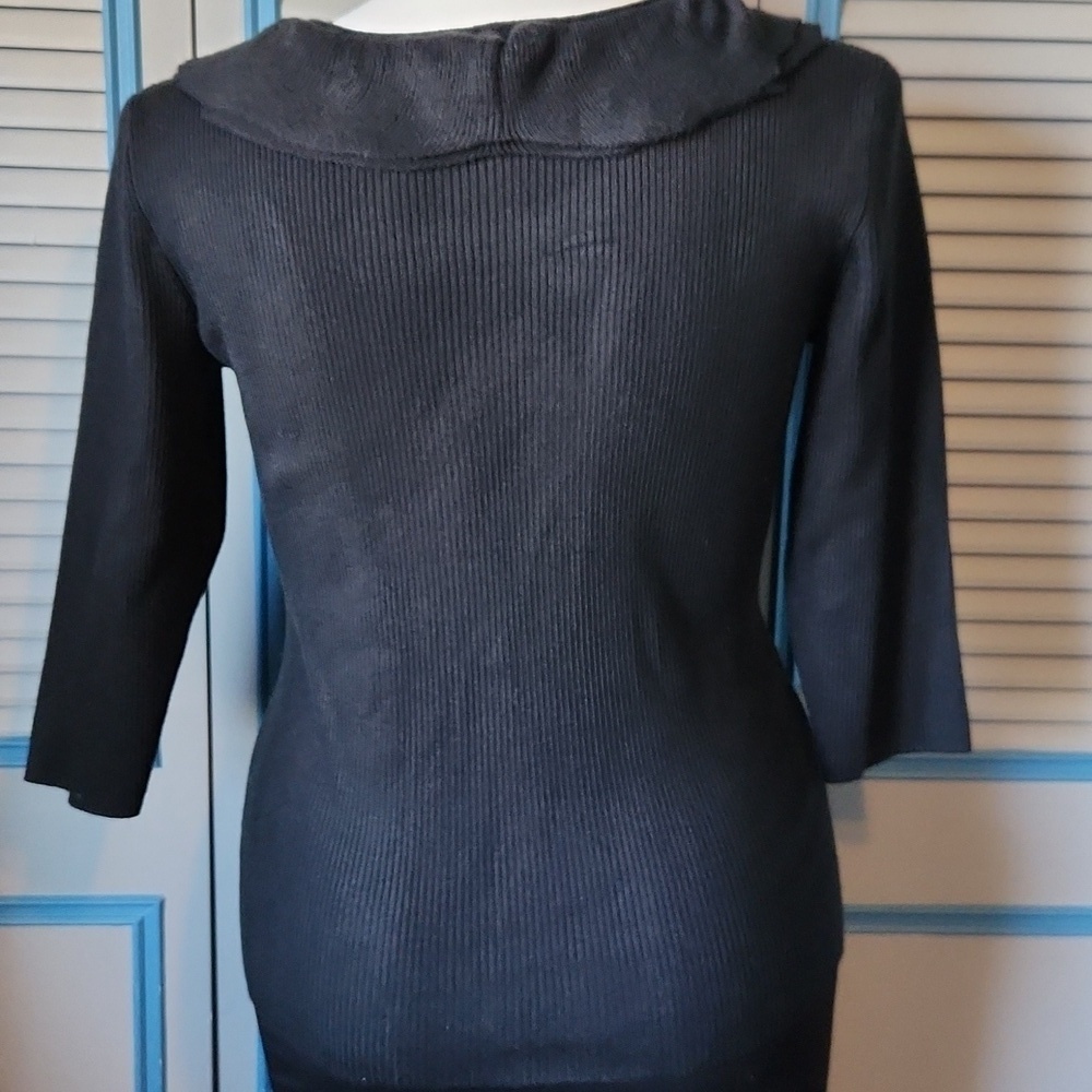 New York & Company Black Ruffled Sweater Top - Picture 9 of 12
